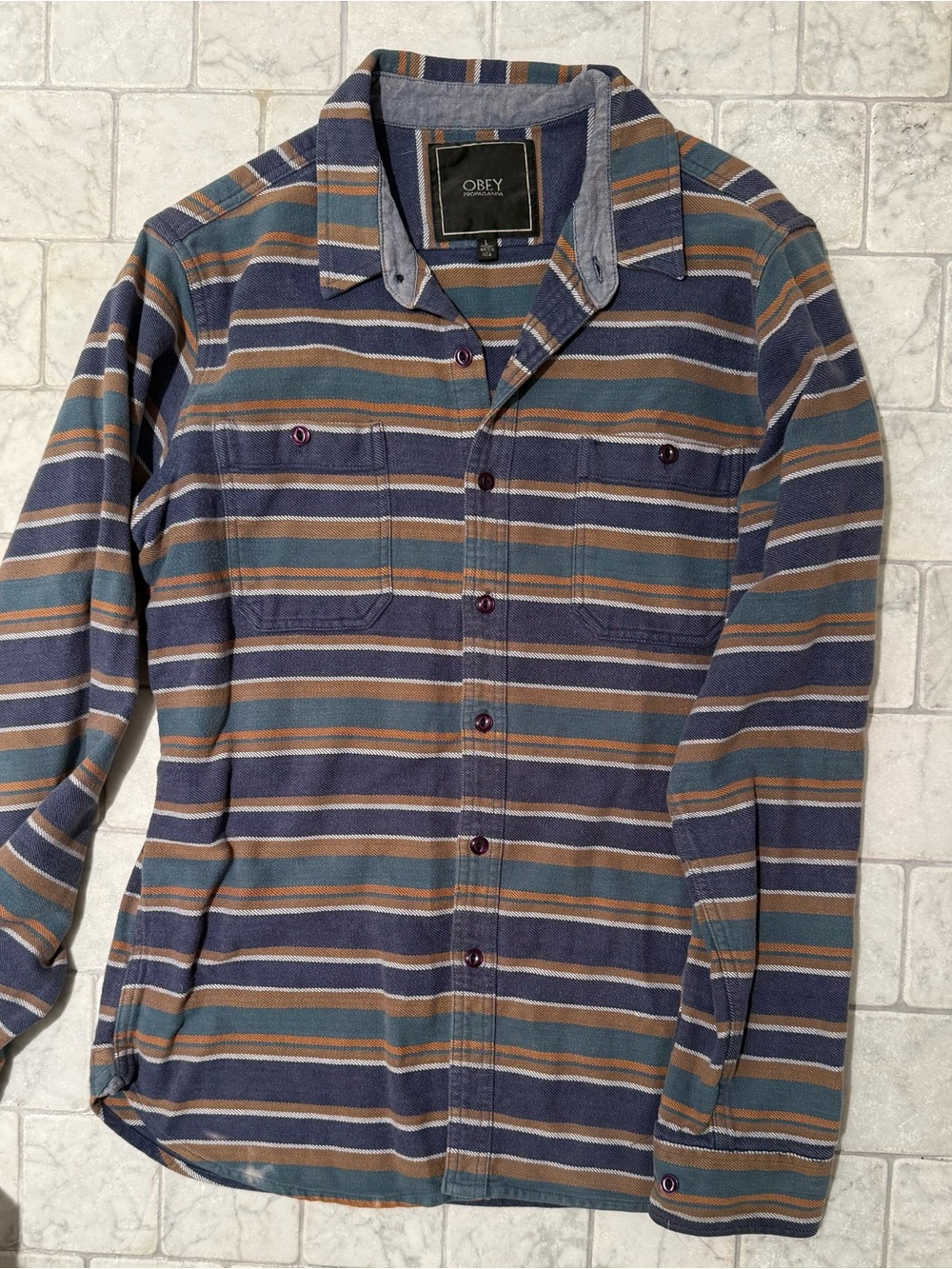 OBEY Propaganda Striped Flannel Button-Up – Men’s Large